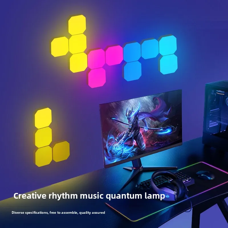 Sound-Activated LED Wall Lamp | Square Quantum Design | RGB Color Changing | Modular Splicing for Gaming, Party & Living Room