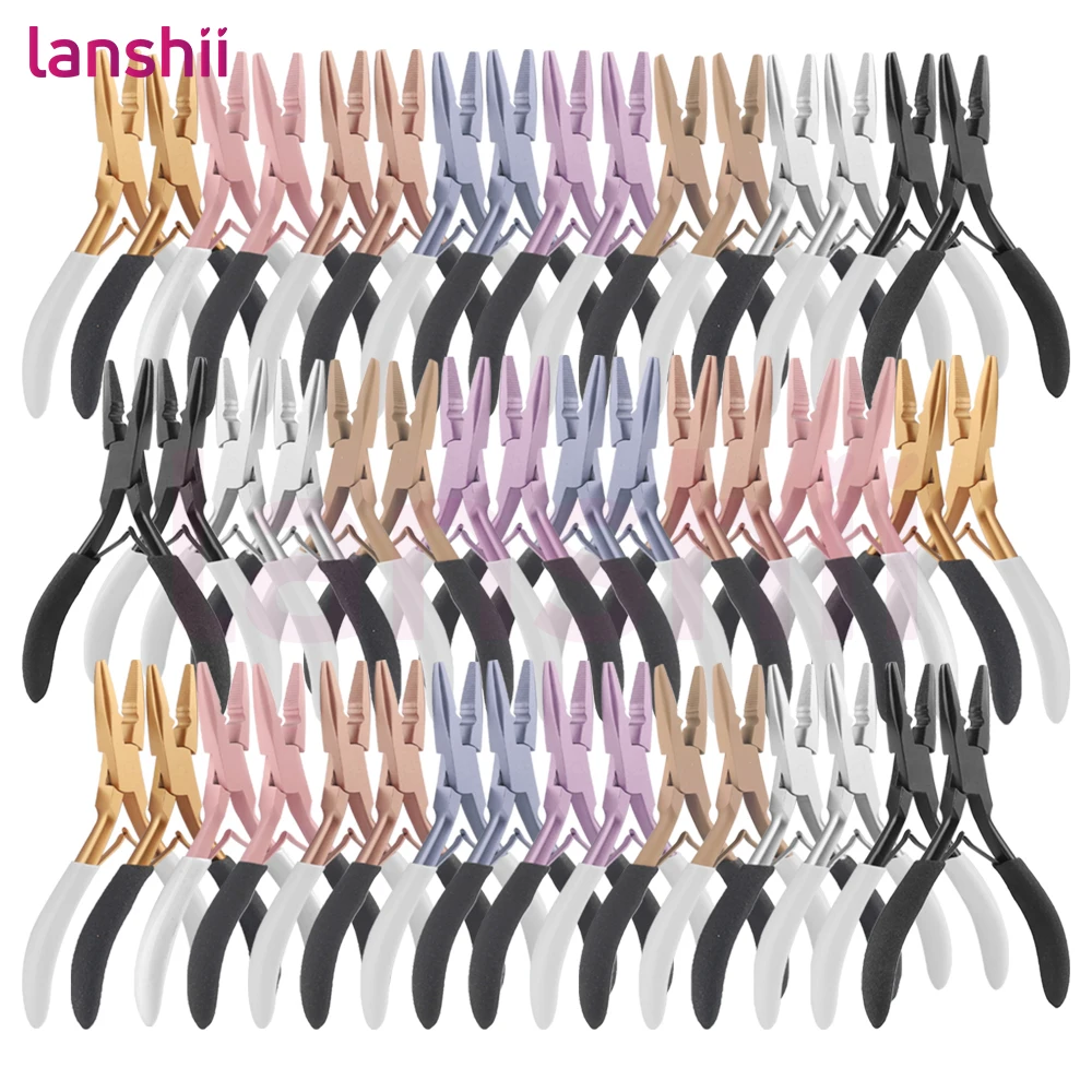 

Щипцы для наращивания волос Lanshii для микро/нано-бусинок — инструмент для обжима и удаления противоскользящей ручки для силиконовых колец