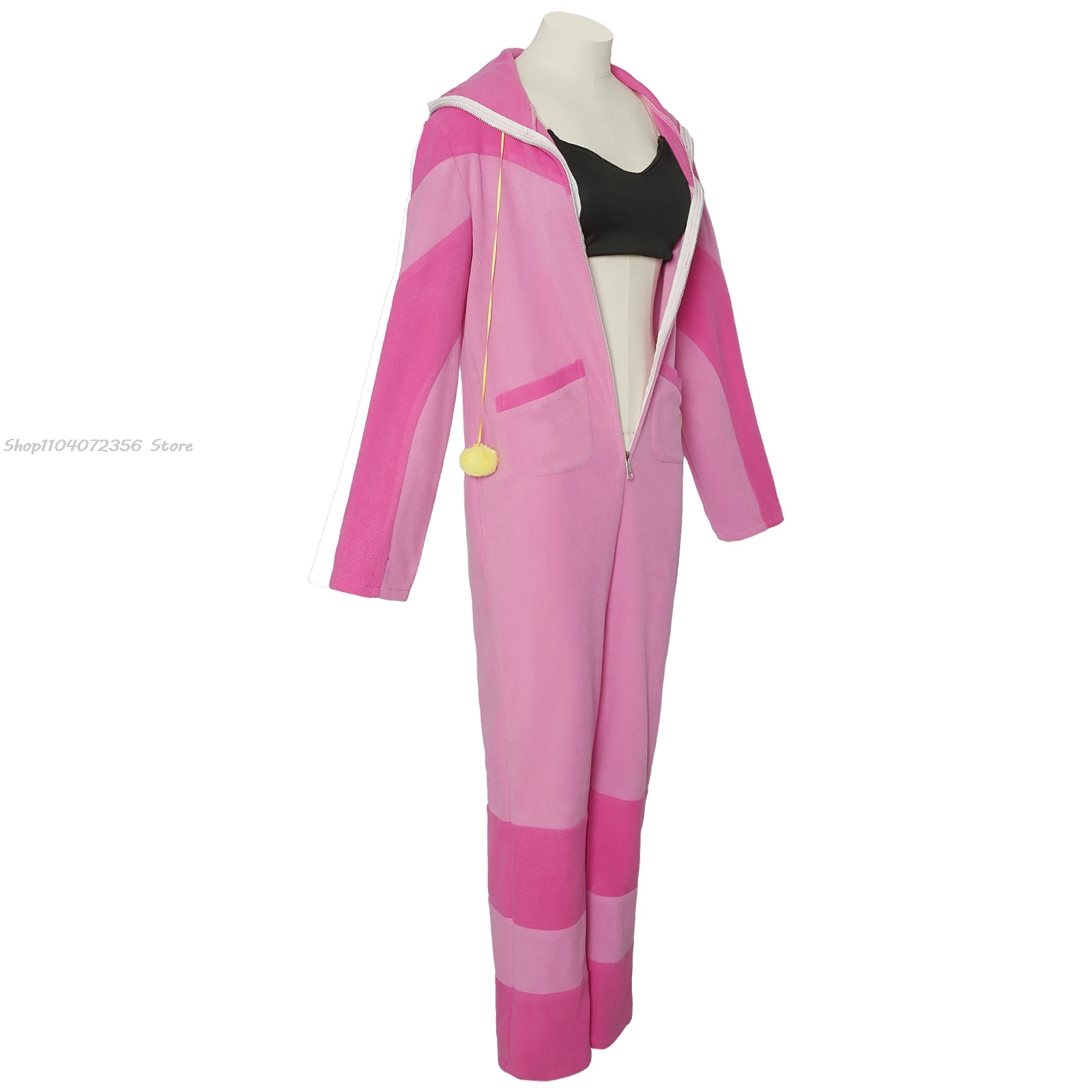 Game Street Fighter6 SF Han Juri Cosplay Costume Han Juri Pajamas Pink OnePiece Pajamas Women Girls Winter Pajamas Hallowen Suit