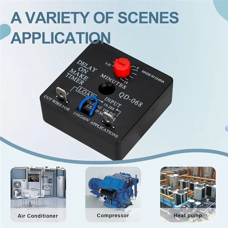 【RECOMENDAR】 تأخير قابل للتعديل على مؤقت المكياج، قطعتان QD-068، 0.03 إلى 10 دقائق، 19-288 فولت تيار متردد أو تيار مستمر