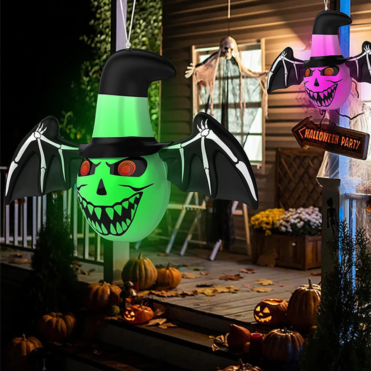 

Halloween Funny Horror Atmosphere Decoration Props PVC Ghost LED Colored Lights Glowing Pumpkin Bat Inflatable Air Model