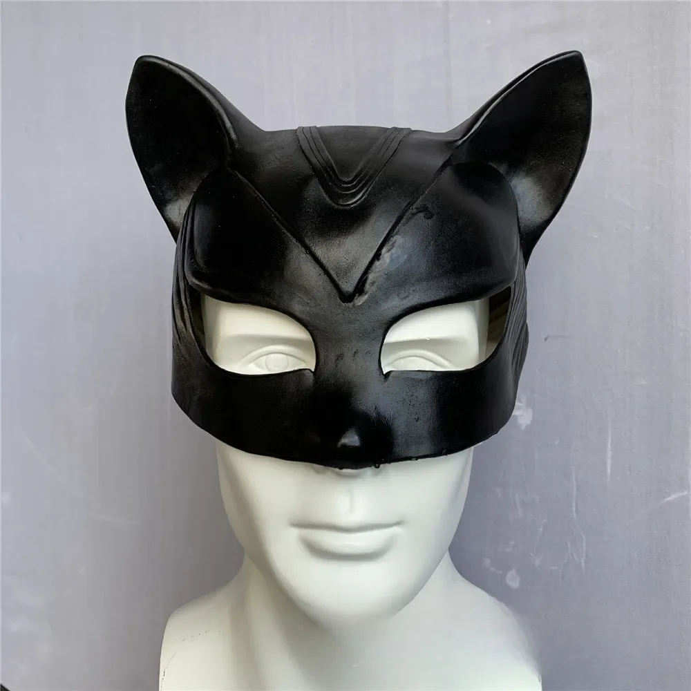 Sexy Cat Woman Selina Kyle Latex Mask Movie Super Hero Cosplay Costume Props Halloween Bar Party Black Sexy Wildcat Masks