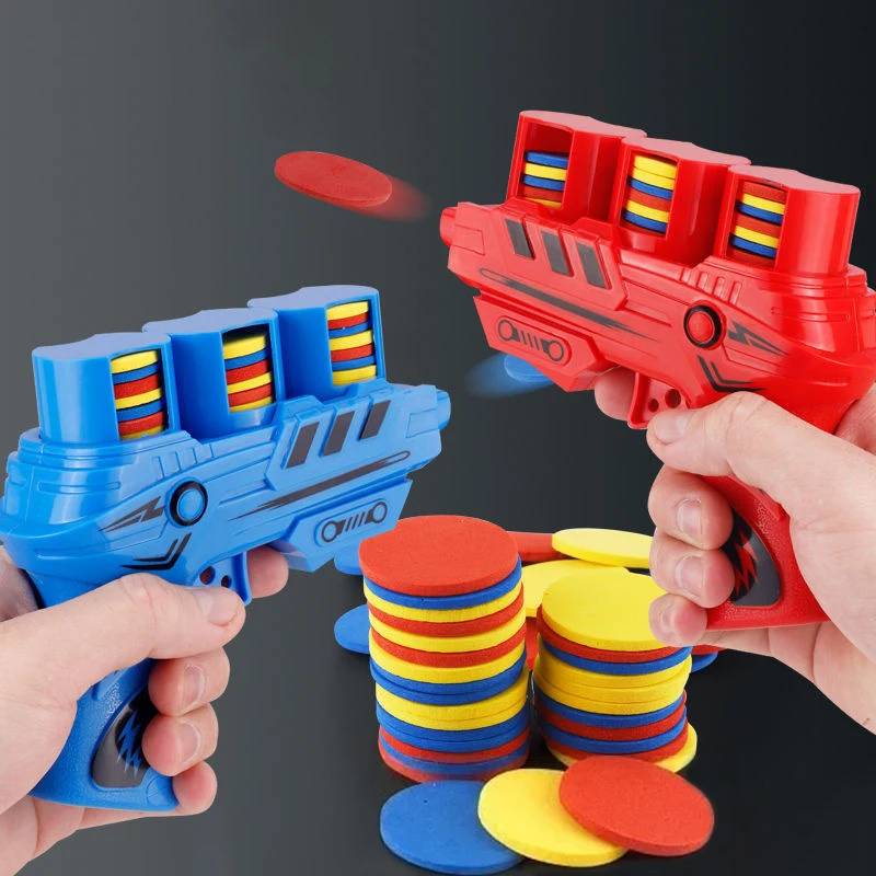 Children's Shooting Toy Gun With Soft Bullets Catapult EVA Flying Saucer Gun Outdoor Battle Repeated Shooting Games Toys