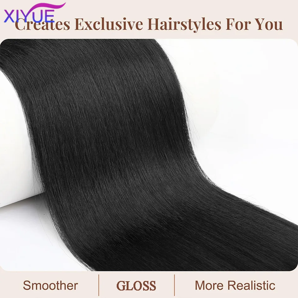 XIYUE 32인치 여성용 합성 긴 직선 포니테일 다용도 가발, 여성용 합성 긴 직선