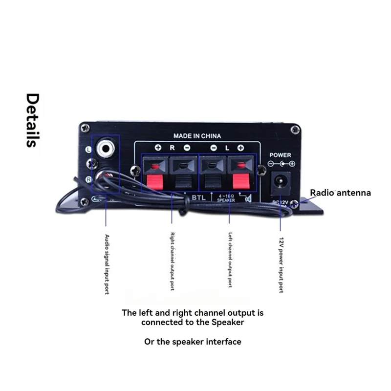 【NEW】ミニデジタルパワーオーディオカーアンプブルーライトステレオオーディオアンプホームシアタークラブ音楽用