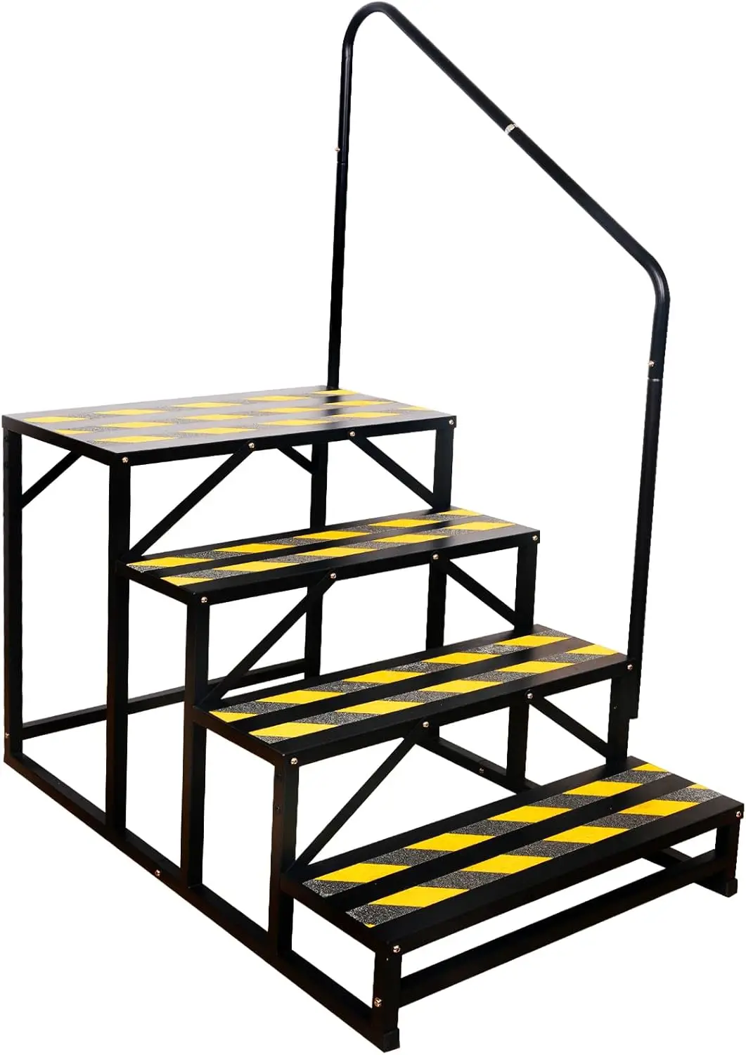 

4 Step RV Steps with Handrail, Portable Heavy Duty Ladder for RV, Hot Tub, Mobile Home, Outdoor Use, 400 lbs Capacity