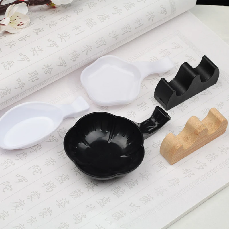 

Writing Brush Pen Holder Ink Stone Sink Tray Brush Holder Plastic Ink Dish Ink Plate For Chinese Calligraphy Practice Art Supply