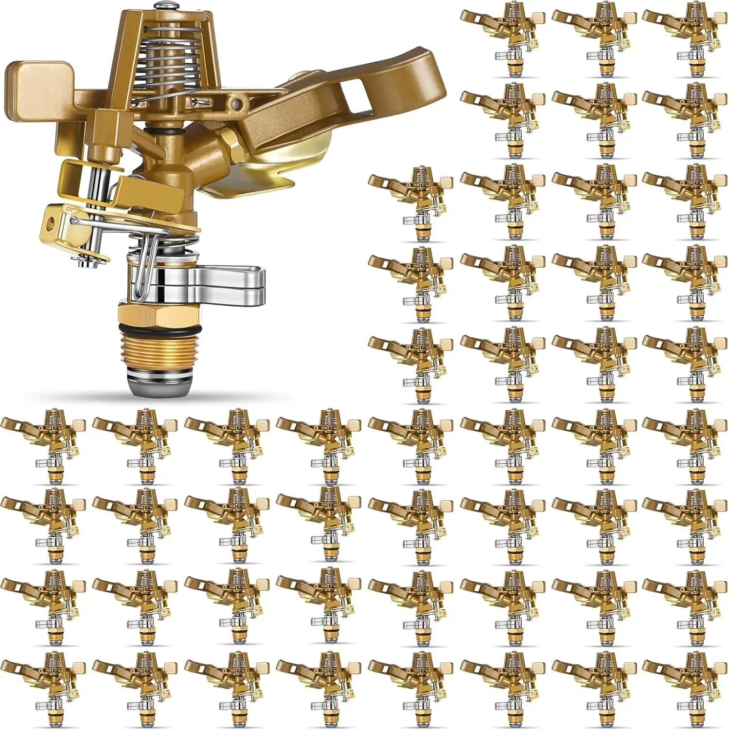 

50 штук, 1/2 дюйма, латунная ударная дождевальная головка с насадками, сверхмощная, регулируемая на 0-360 градусов, для полива газонов