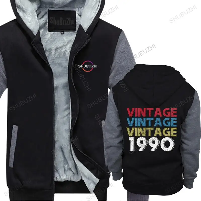 new Retro Vintage 1990 hoodies Men Cotton Fashion thick long Sleeved Years Old Birthday Gift fleece Tops  Anniversary