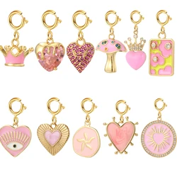 Cute Love Hearts Starfish Snap Hook Golden Turtle Flower keychain DIY Earring Necklace Bracelet Charms for Jewelry Making 2025