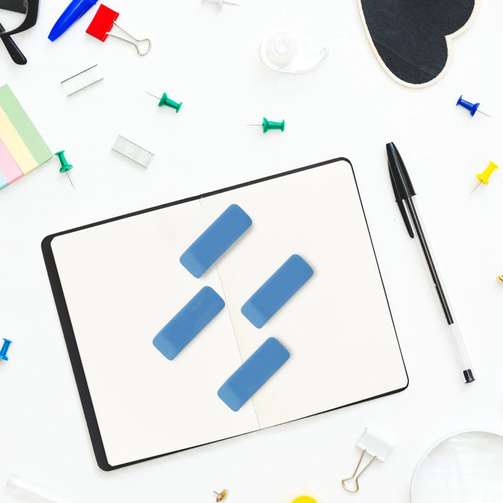 

8Pcs Rubber Erasers Stationery Cleaning Kit Blue White Simple Style Kids Gift Stationery Erasers Student Erasers,