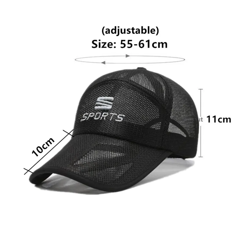 2023 New Summer Men's Caps Extended Brim Hollow Breathable Mesh Baseball Cap Camouflage Cap Sunscreen Fishing Cap Women's Hats