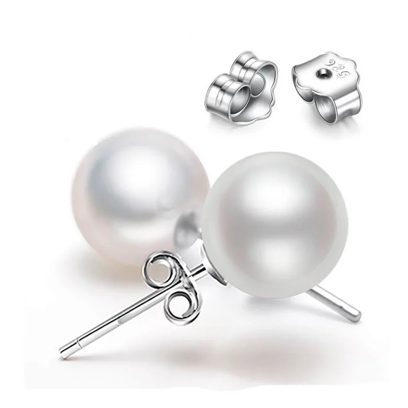 925 Sterling Silver Pearl Retro Stud Earrings For Women Luxury Designer Jewelry Accessories   GaaBou