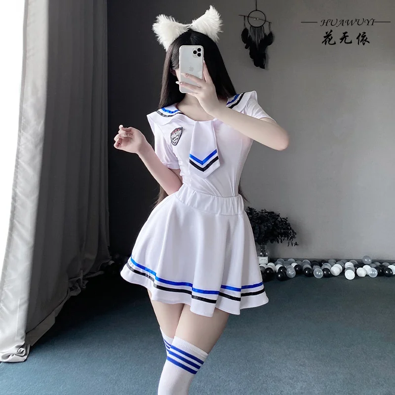 Japanese School Uniform Girl Jk Suit Sexy Spring and Autumn Red Tie White Three Basic Sailor Uniform Women Long Sleeve Suit