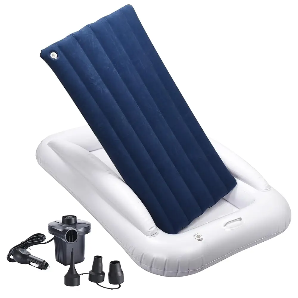 

Portable Toddler Bed - 3 Pcs: Inflatable Kids Air Mattress, Smaller Insertable Mattr And Electric Pump - I For Camping,