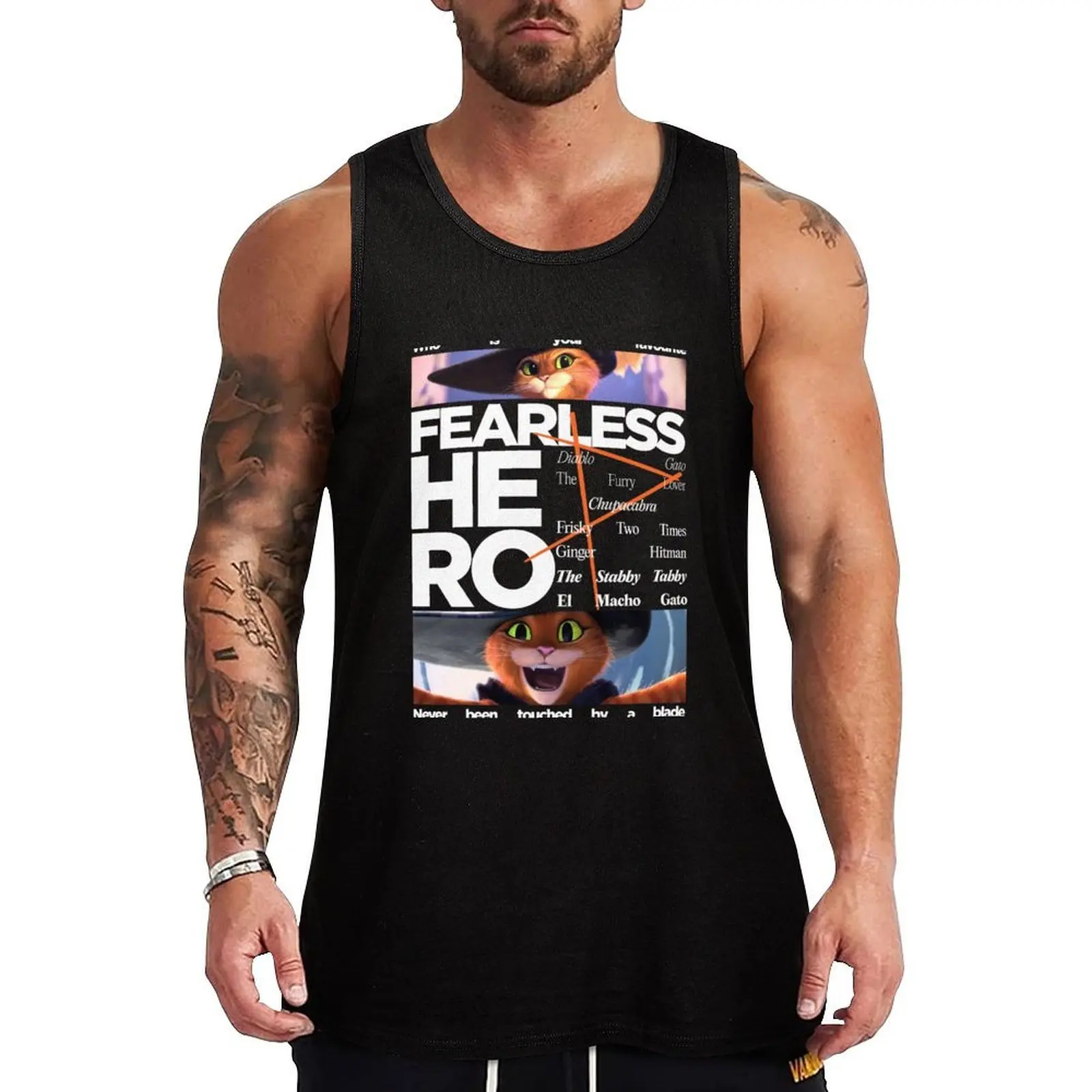 Puss In Boots Fearless Hero Tank Top Débardeur décontracté d'été, chemise légère sans manches
