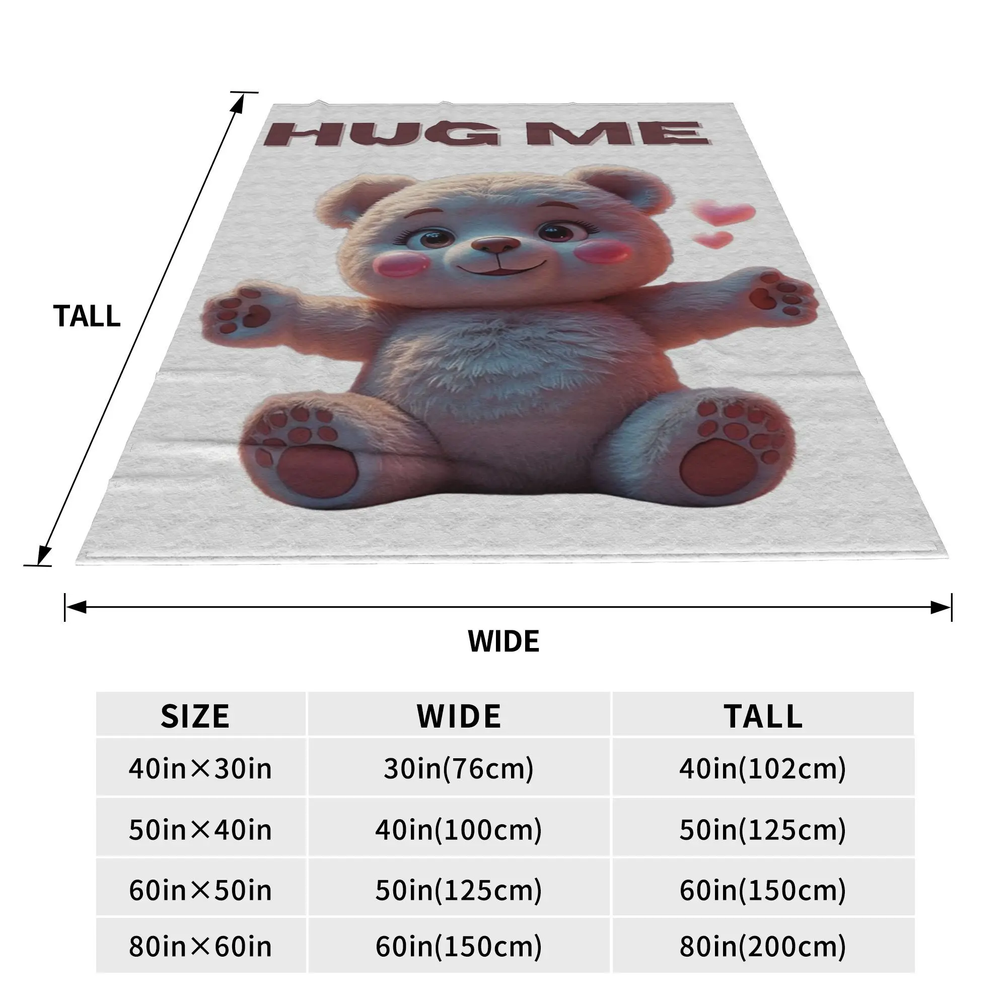 Where’s My Hug At Cute Valentine Bear Asking Blankets Multi-function Flannel Sofa Throw Blanket for Home Bedroom Outdoor