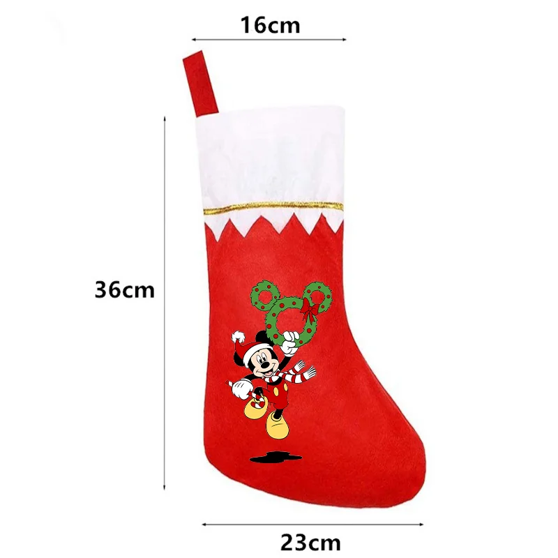 Medias navideñas de Anime de Disney, calcetines colgantes para chimenea de Mickey Kawaii, decoración del hogar para árbol de Navidad, bolsa de gran capacidad, regalo sorpresa para niños