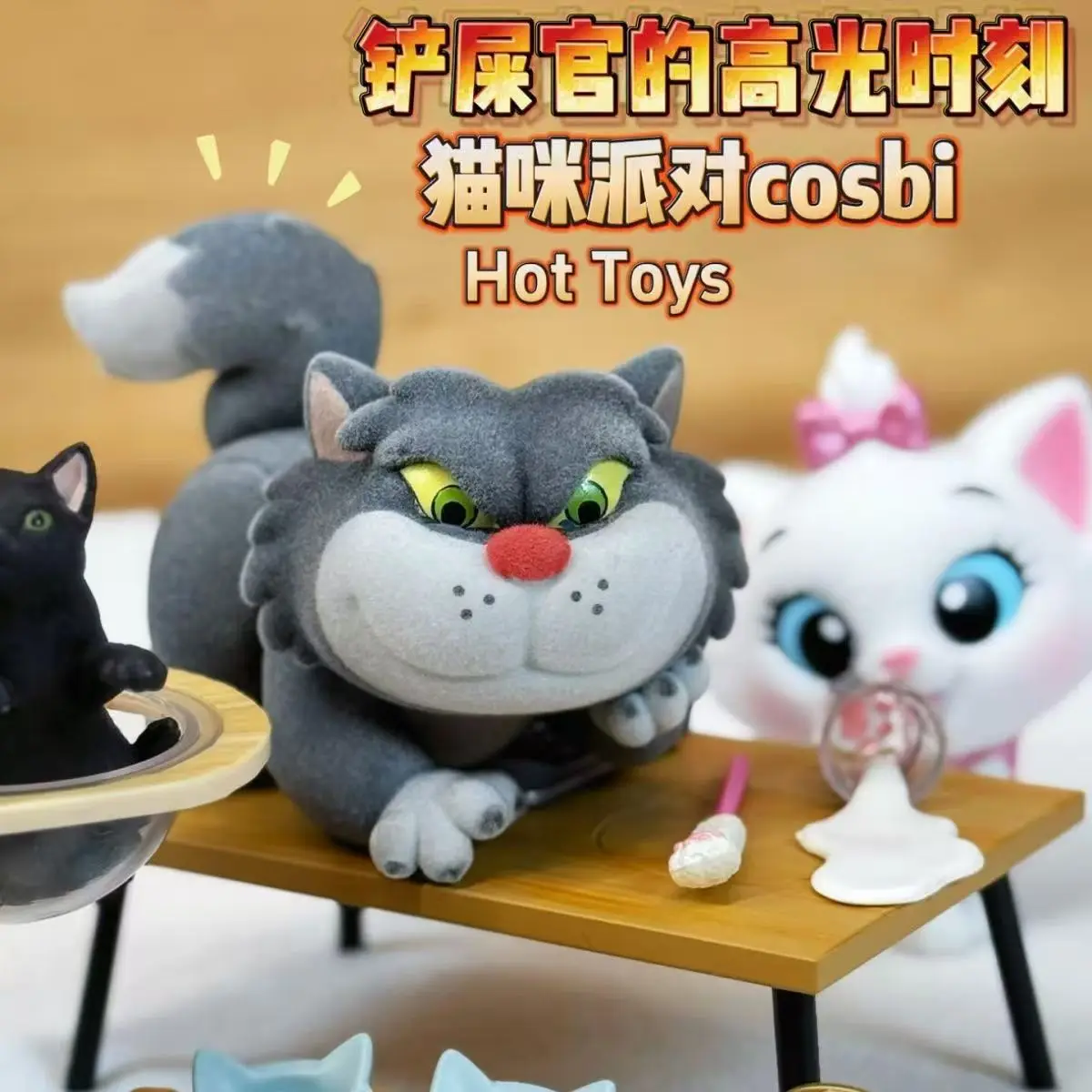 Hot Sales Authentic Hot Toys Disney Cat Party Blind Box Mary Cat Lucifer Fashion Handmade Girl Anime CreativitySurprise Toy