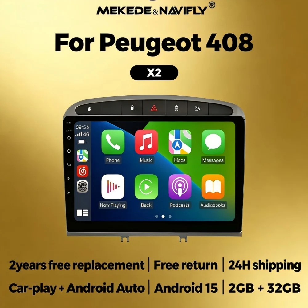 

For Peugeot 408 Peugeot 308 308SW Android 15 carplay Head Unit 2 Din Car Radio Stereo multimedia Player Car navigation display