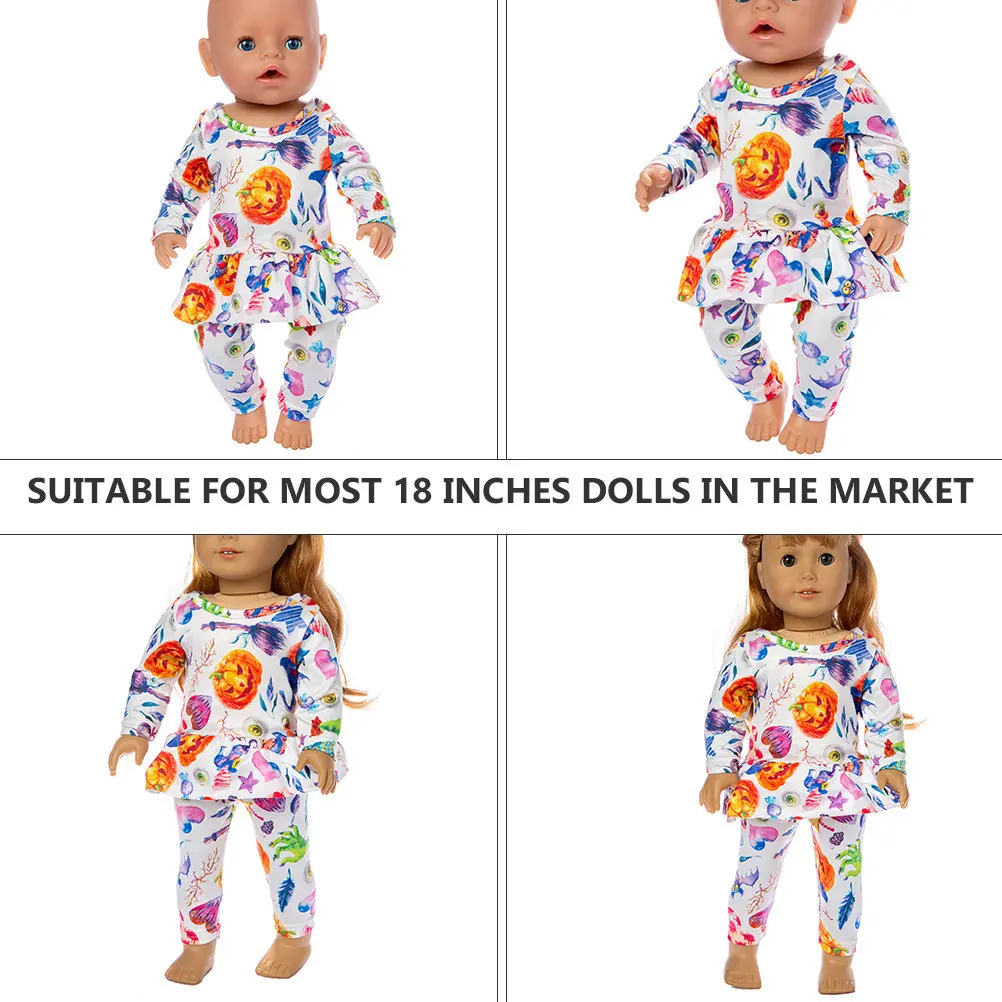 

Ghost Pumpkin Flared Clothes for 18 Inch Healthy Outfits Matching Skirt Pants Easy Wear Gifts Accessories Props