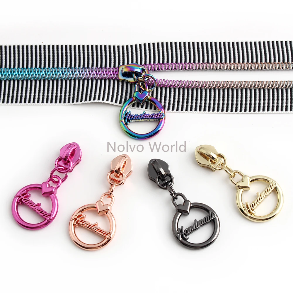 20-40-100PCS Handmade Love Shape 5# Nylon Detachable Zipper Slider Head For Wallets Handbag Bags DIY Tailors Sewing Accessories