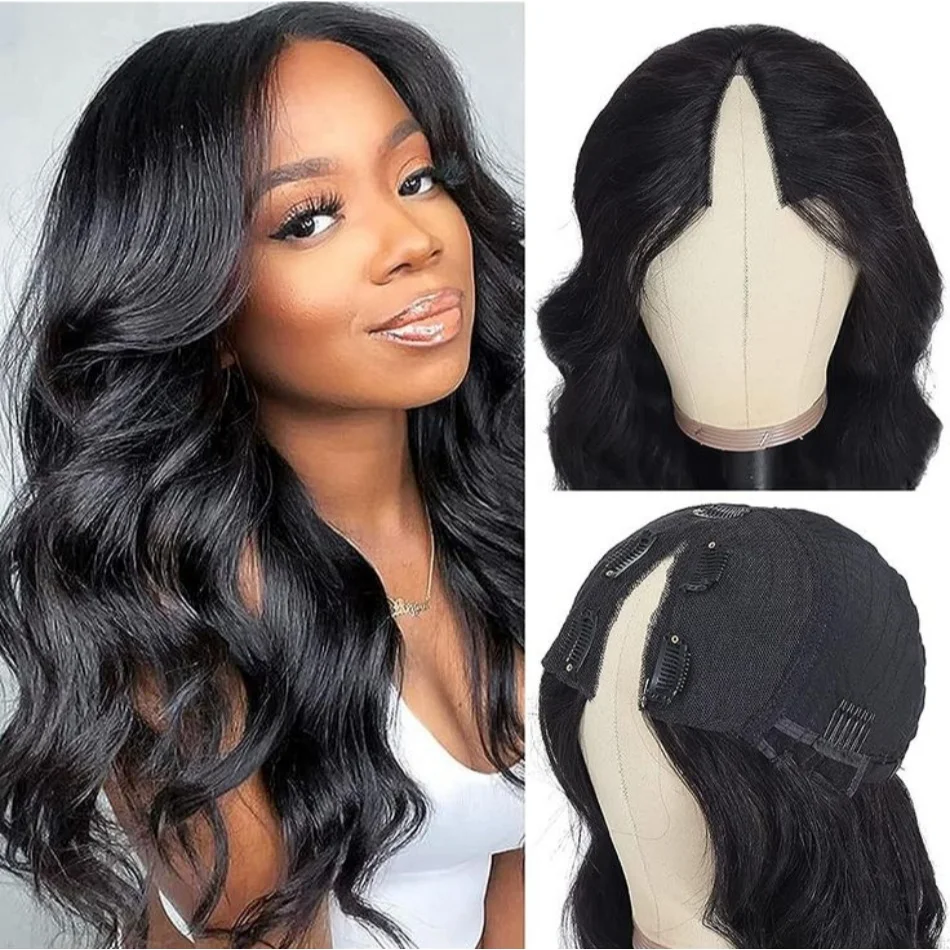 

Парик с V-образным вырезом Body Wave, 100% натуральные человеческие волосы, 30-36 дюймов, без клея, волнистые парики Body Wave для женщин, удобные в использовании, парики из натуральных волос для начинающих.