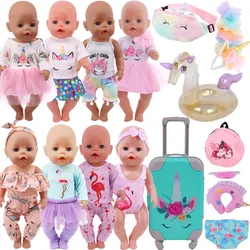 43cm Reborn New Born Baby Doll Clothes Unicorn Flamingo Fanny Cartoon Doll Accessories 18 inch Doll  Clothes American girl`s Toy
