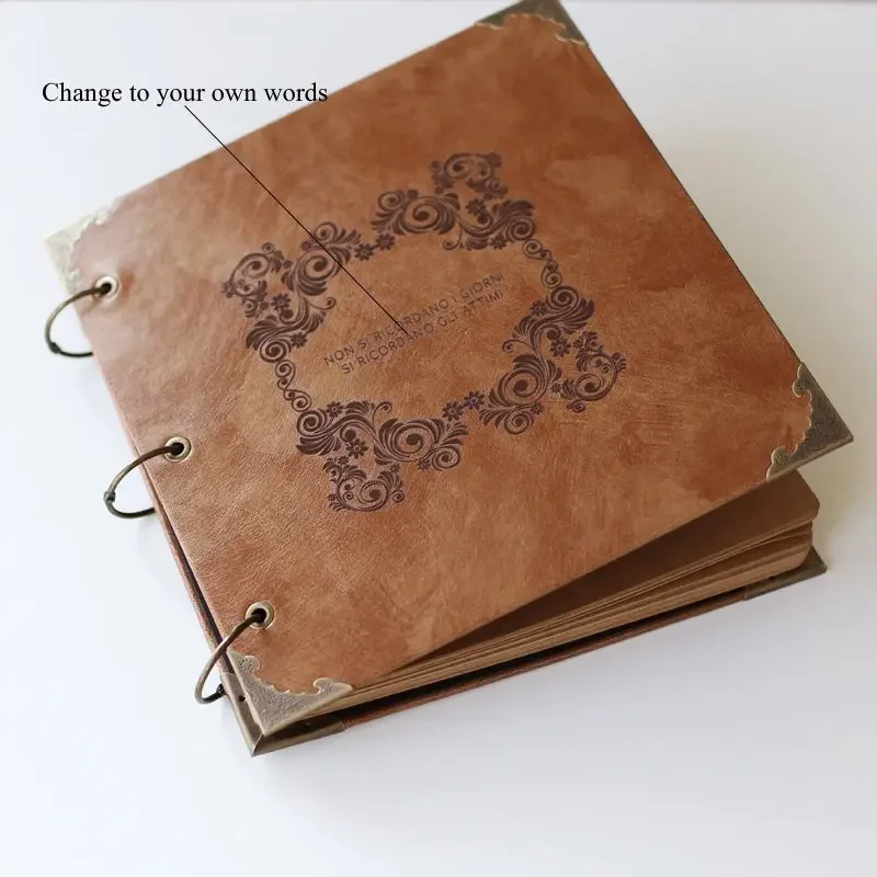 50 Pages OUR MEMORY Personalized Monogrammed Engraved Leather Photo Album,Wedding guest book