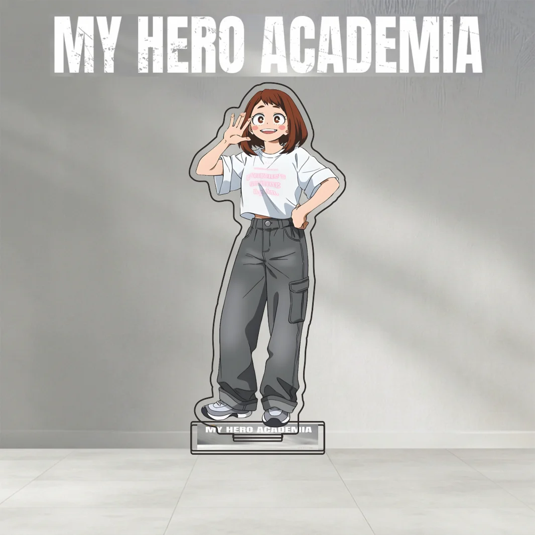 My Hero Academia Series 2026 New Arrival 15cm Acrylic Stand Deku Bakugo Shoto Hawks Casual T‑shirt Outfit Desktop Keychain