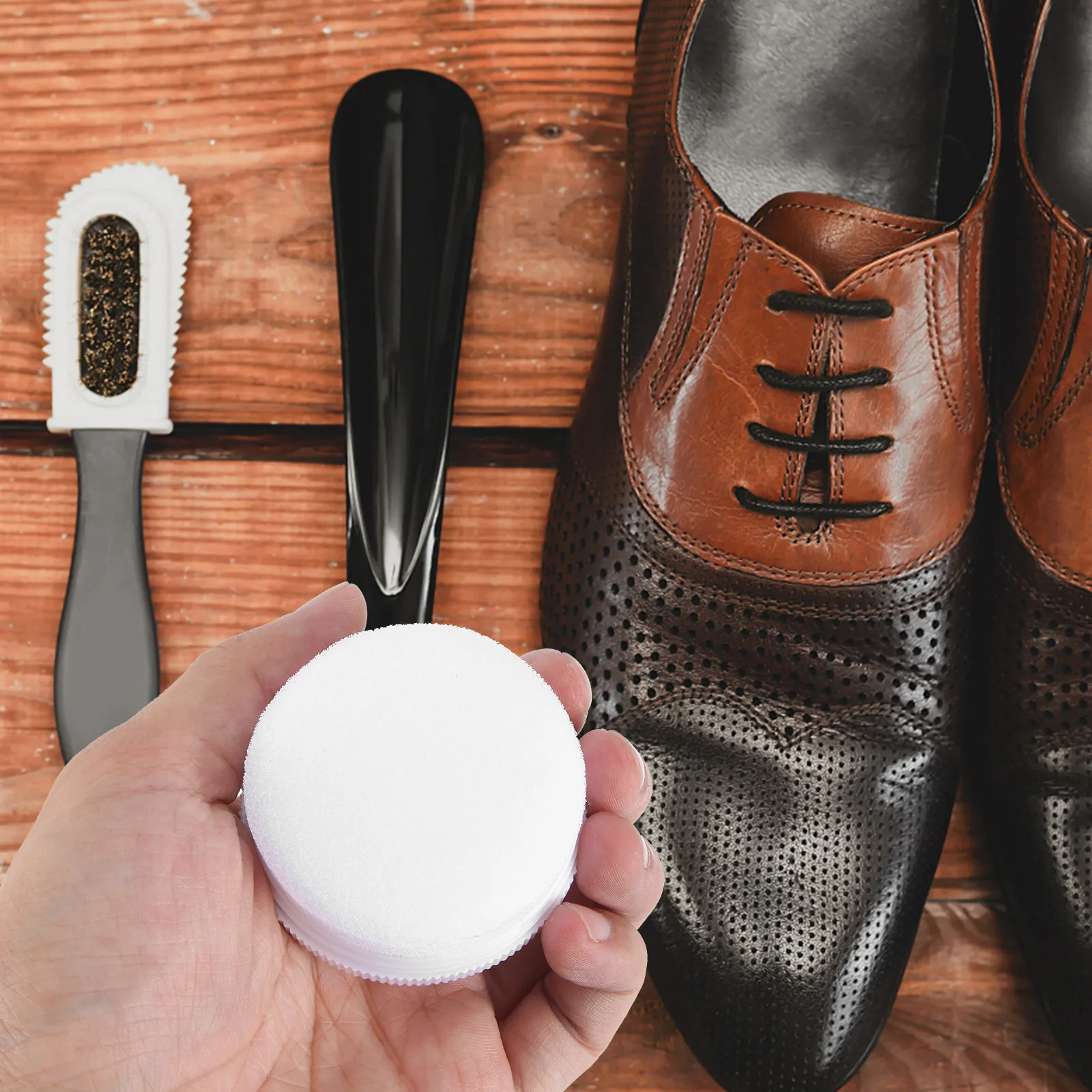 

Набор из 10 штук: щетки и губки для обуви, высококачественные, безопасные в использовании, портативные, для чистки, полировки и придания блеска обуви
