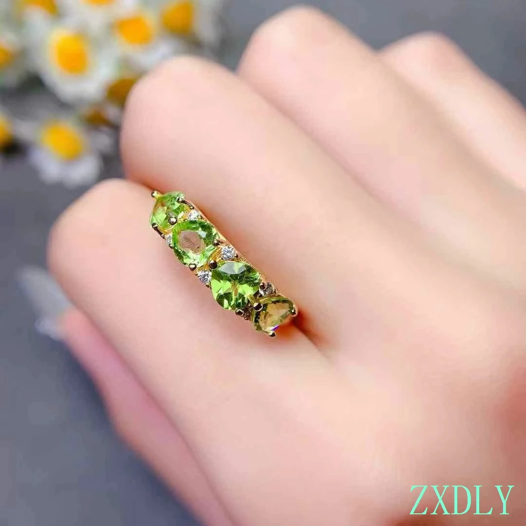 2025 Newest Silver Ring for Women Certified Natural Peridot Heart style  Ring Fashion 925 Silver Jewelry Good Gift