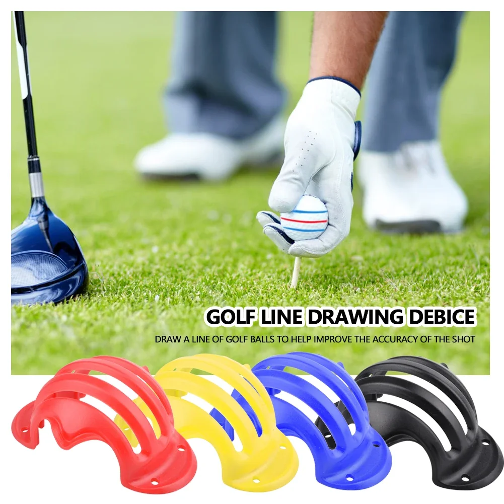 Set Ball Liner Golf bola 4 garis panduan, penanda garis dengan 2 pena Template menggambar, alat latihan ayunan Golf