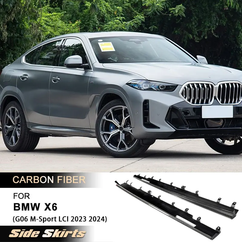

Car Side Skirts Extensions for BMW X6 G06 M-Sport LCI 2023 2024 Racing Side Door Bumper Apron Lip Body Kits Carbon Fiber