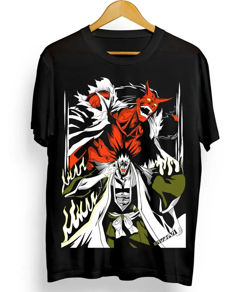 Zaraki Kenpachi T-Shirt Bleach Shirt Black Anime Manga Graphic Tee All Size