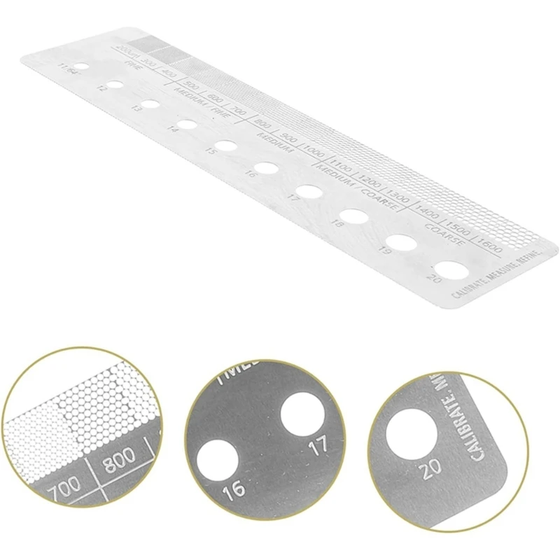 367A Grind Size Reference Card Stainless Steel Coffee Grind Measure Measuring Tools Metal Coffee Measuring Stick Pro Tools