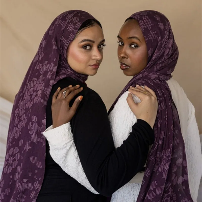 

New Women's Watercolor Hijab Scarf Bandana Headband Vintage Luxury Beach 180cm Long Handkerchief Bohemia Muslim Accessories 2025