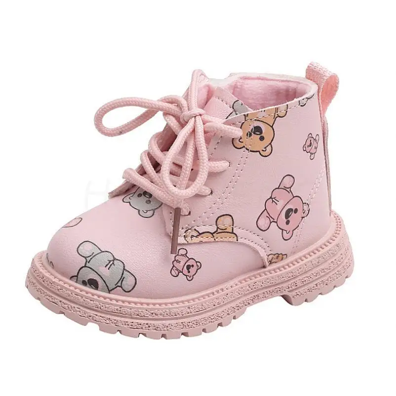 Autumn Winter Kids Girls Child Snow Boots Pink Beige Cartoon Fashion Children Casual Toddler Shoes Waterproof Party Ankle Boot