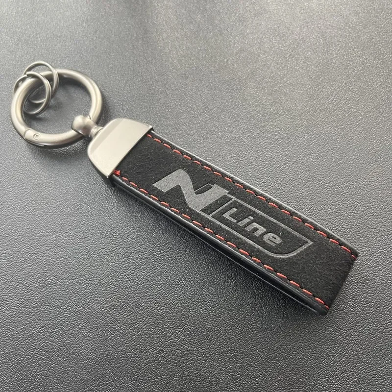 Luxury Suede Leather Keychain Key Chain Rings For Hyundai N Line I30 Tucson Sonata Elantra Veloster Kona Azera Car Accessories