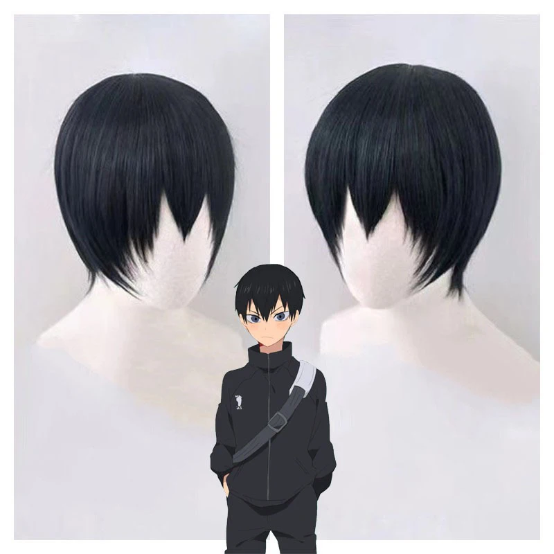 Haikyu!! Kageyama Cosplay Wig Minimalist Fashion Man Black Short Hair Can Be Cut Freely Chemical Fiber Filament Simulated Hair
