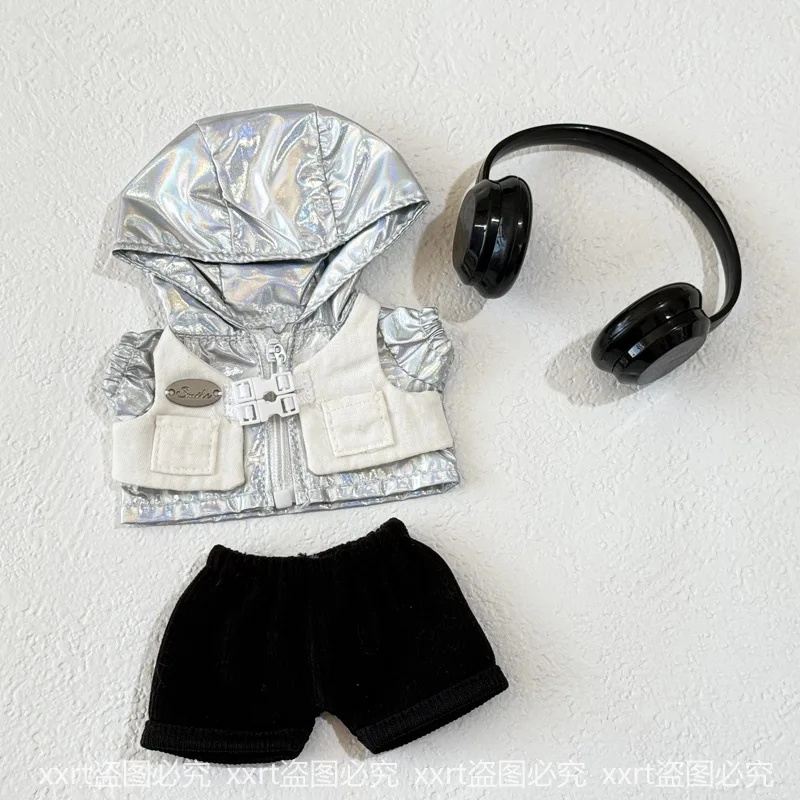 

17cm Labubu 1-3 Gen Doll Outfits Trendy Cool Suspender Pants, Headphones & Skateboard Clothes for Labubu Accessories