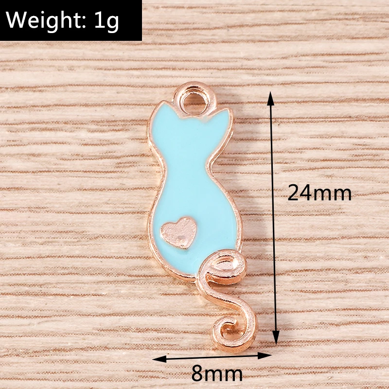 Tusember 10 Stück Mix Niedliche Kätzchen-Emaille-Anhänger Kawaii Katzen-Charms für Schmuckherstellung Ohrringe Halskette Handgemachtes Zubehör – Detail 6