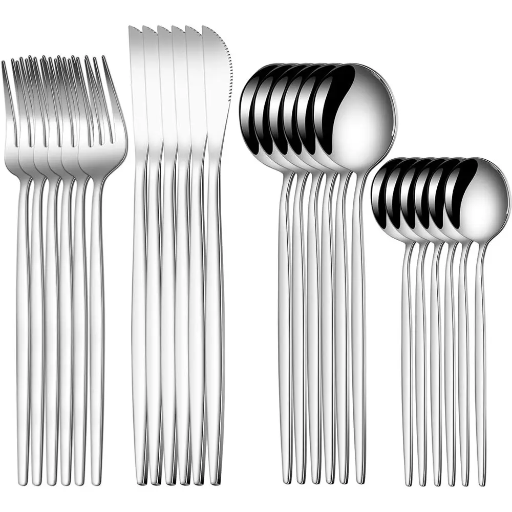 

Набор столовых приборов из нержавеющей стали, 24 шт., набор столовых приборов из нержавеющей стали, прочный набор посуды для еды, ножи, ложки и вилки S