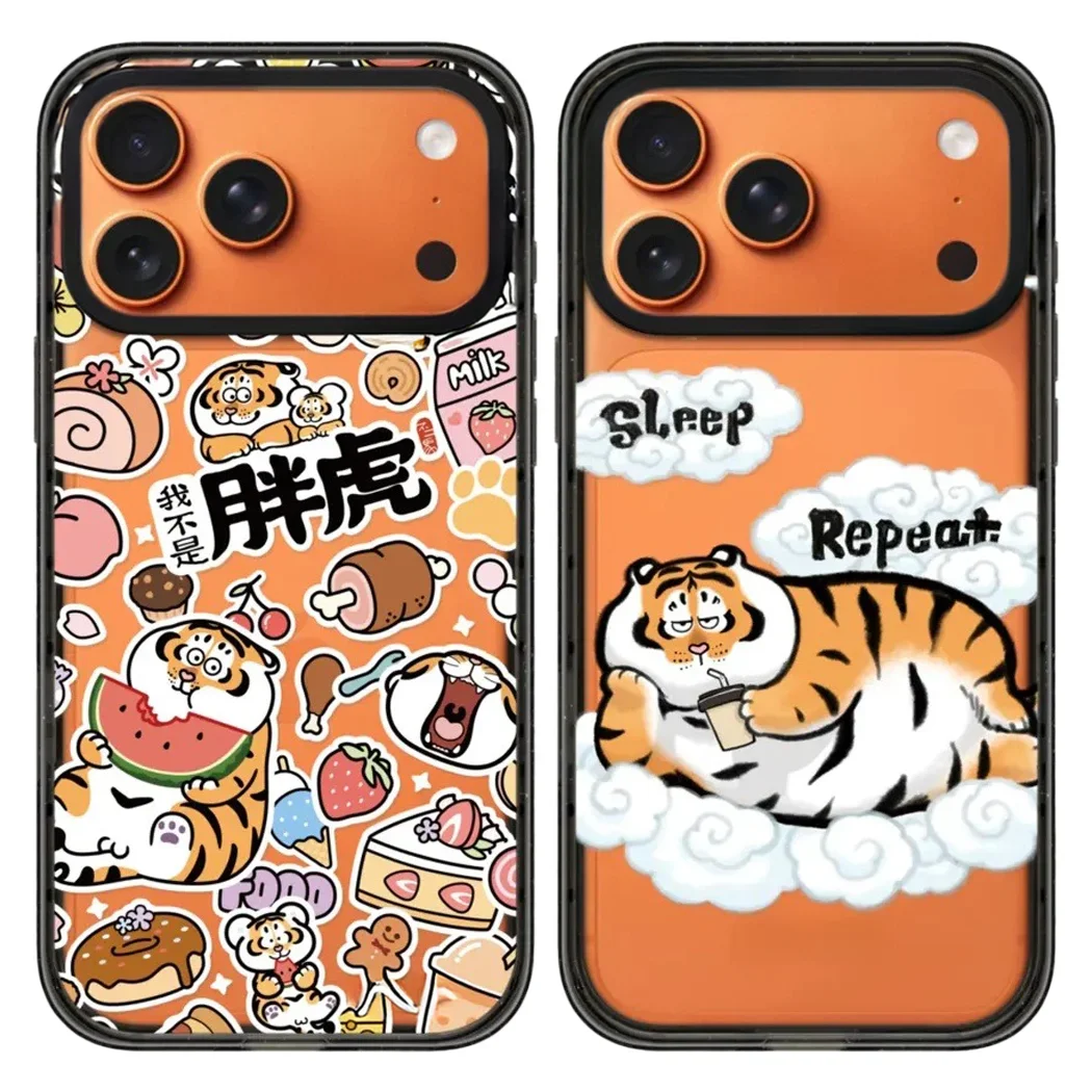 

Fat Tiger Acrylic Black Border Magnetic Case: Compatible with IPhone 17 16 15 14 13 12 Pro Max 17 Air