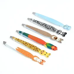 Cartoon Animals Eyebrow Tweezer Colorful Hair Beauty Fine Hairs Puller Stainless Steel Makeup  Eye Brow Clips Removal Tools