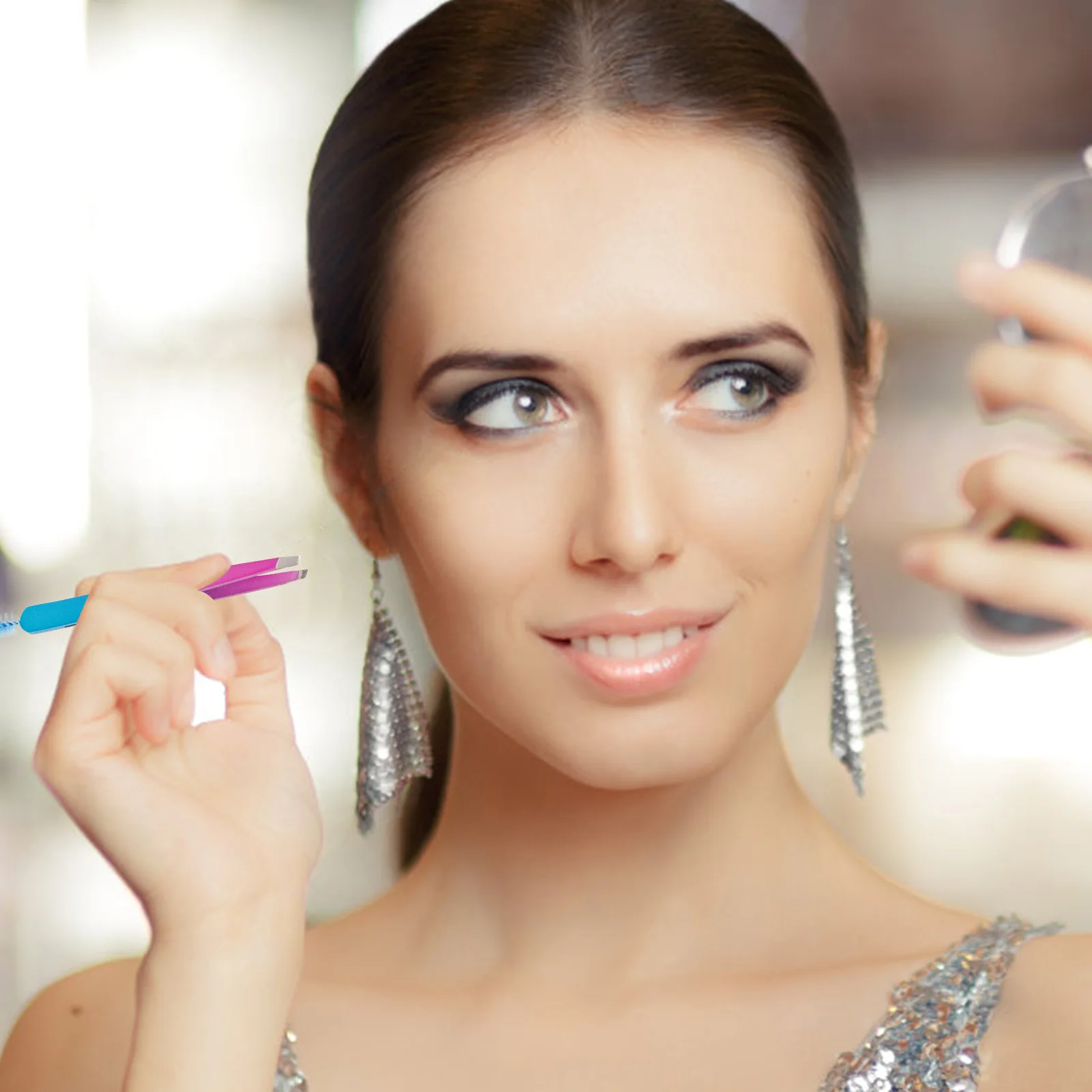 Eyebrow Tweezer Stainless Steel Portable Brow Clip Precision Tip Shaping Tool With Brush Travel Makeup Accessory Beauty