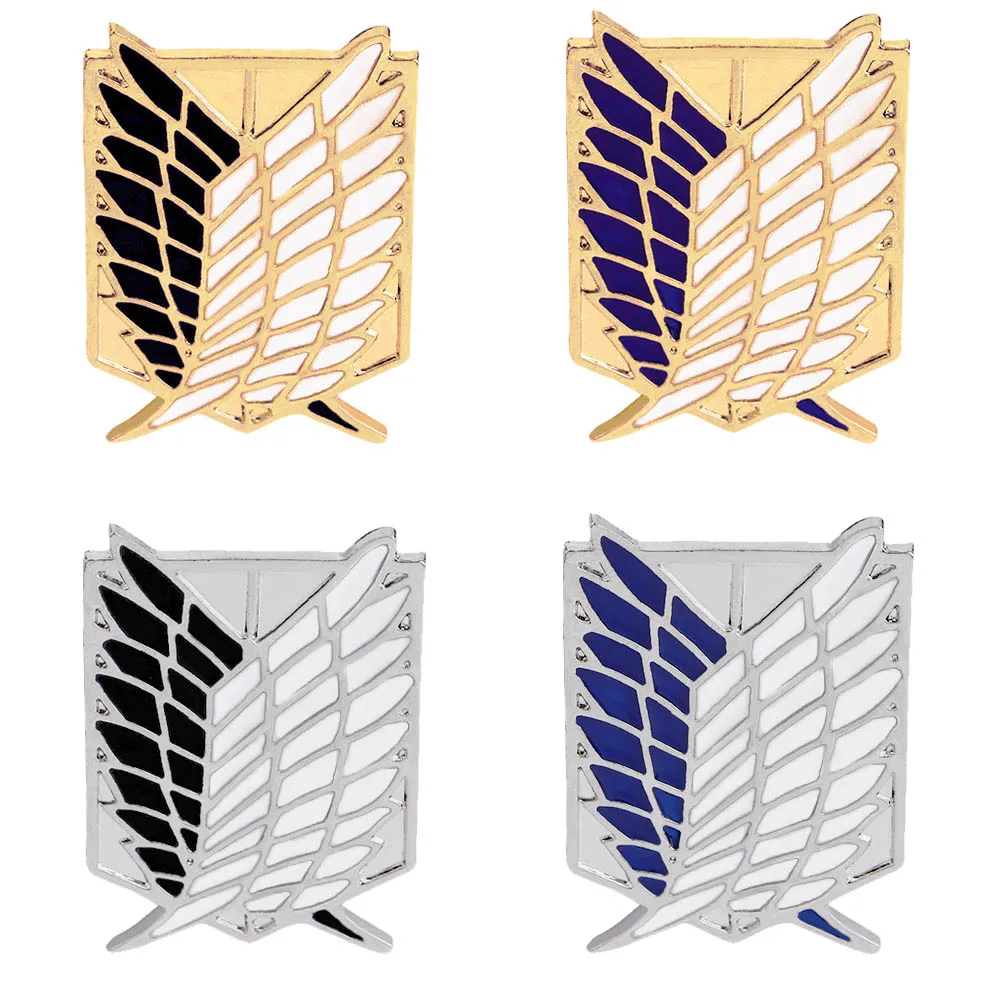 Broches de Lapela e Emblemas de Esmalte Azul de Anime Japonês, Tema Ataque dos Titãs, para Cosplay, Moda e Joias para Gola de Roupas