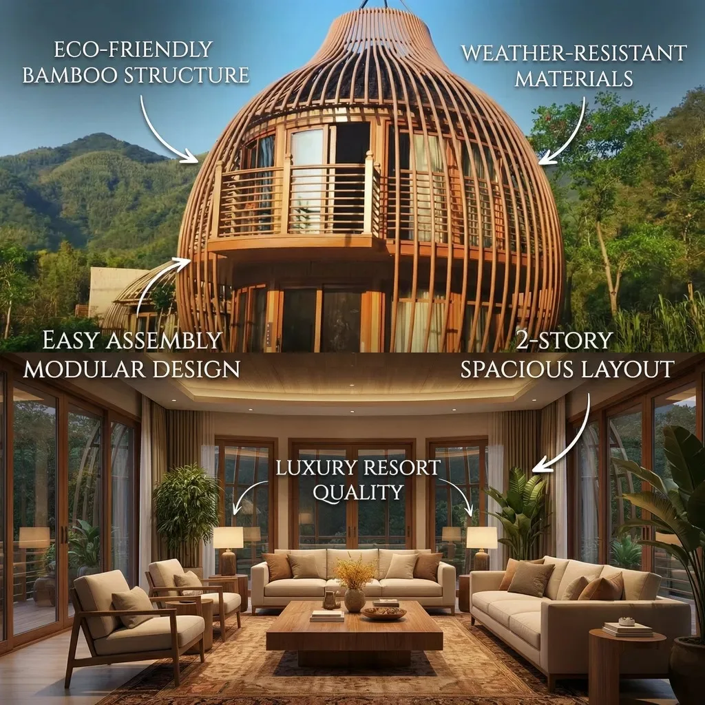 Quick Assembly Portable Round House Prefabricated Villa Prefab Modular Home for Island Resort Development Low Cost Prefab House