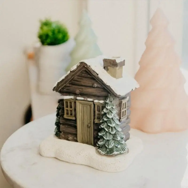 KX4B LOG Cabin Cabin Movelder ChiMney Ceramic of Christmas Home and Office Enhancement