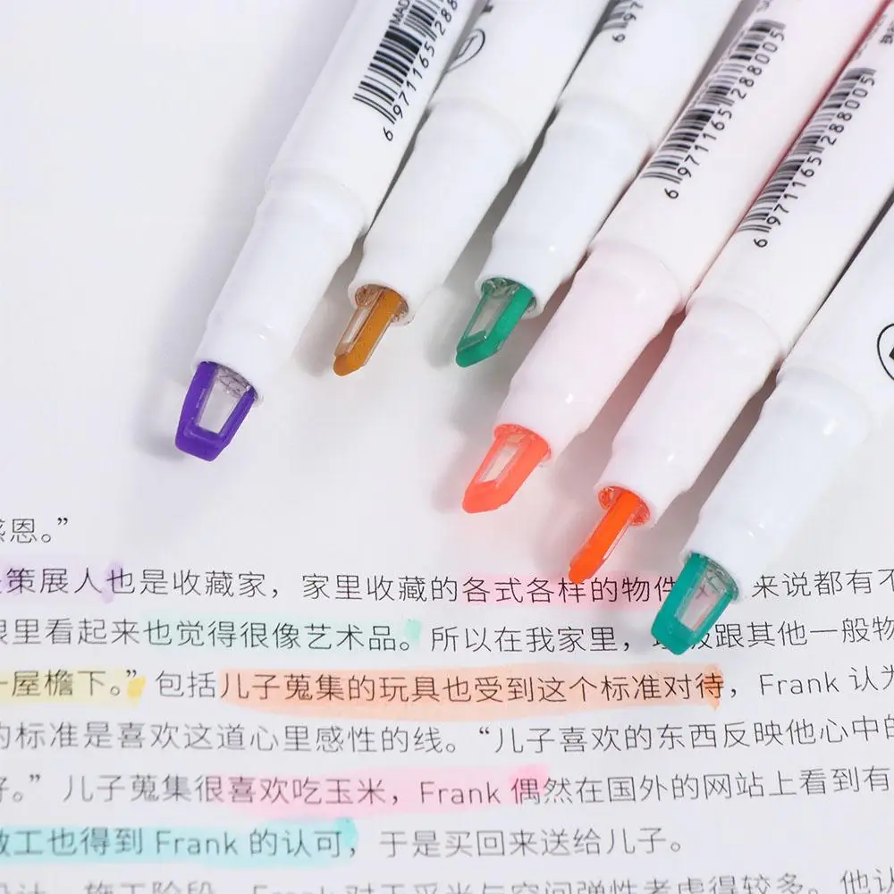 Double Tip Highlighter Pens Plastic Dual-Ended Highlighters-study Markering Lovely Multicolor Macaron Color Markers Painting